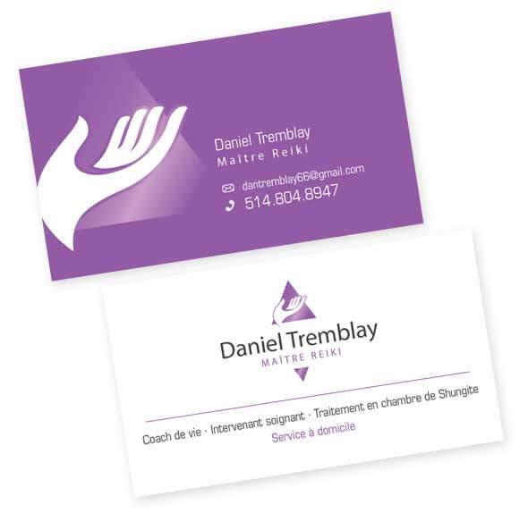 Design et conception de la carte d'affaire de Daniel Tremblay, maitre Reiki