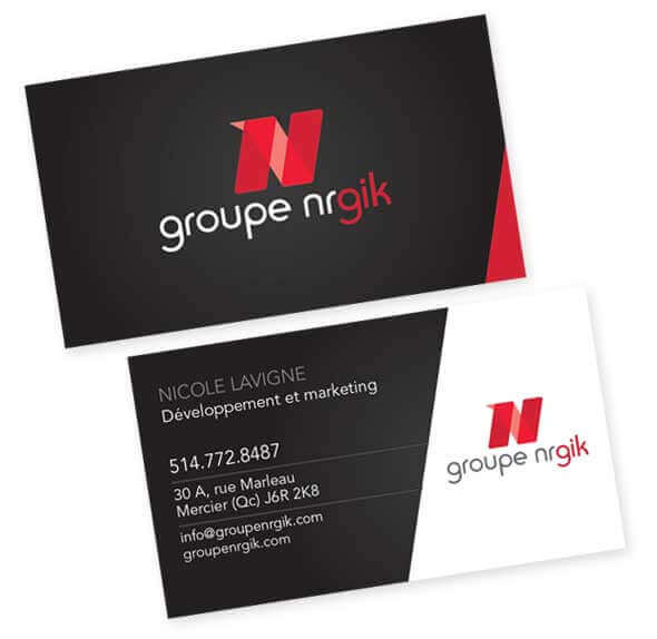 Design et conception de la carte d'affaire groupe NRGIK