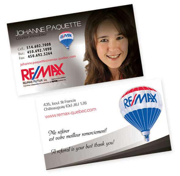 Design et conception de la carte d'affaire Johanne Paquette Remax