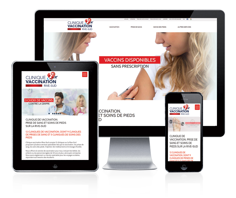 Design et conception du site web Clinique vaccination Rive-Sud