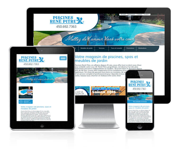 Design et conception du site web de Piscines René Pitre